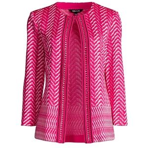 Misook Chevron Chain Trim Knit Jacket Large